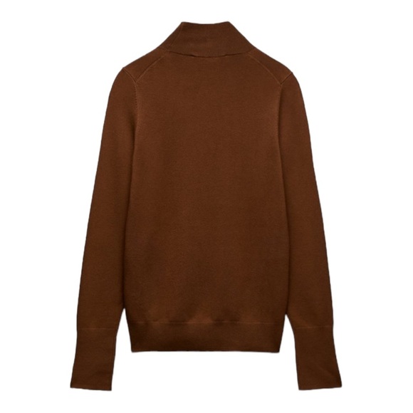 Zara Womens Size L Sweater High Collar Neck Turtle Neck Long Sleeve Brown NWT - Picture 14 of 14